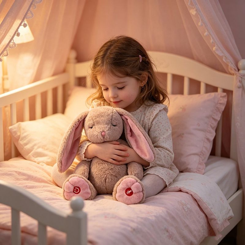 Conejo de Peluche Musical con Sonidos Relajantes para Bebé Color Rosado