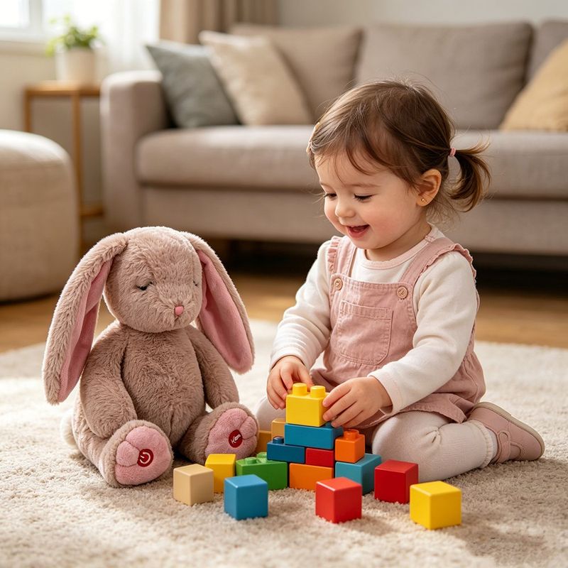 Conejo de Peluche Musical con Sonidos Relajantes para Bebé Color Rosado