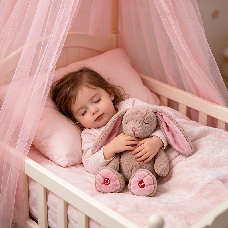 Conejo de Peluche Musical con Sonidos Relajantes para Bebé Color Rosado