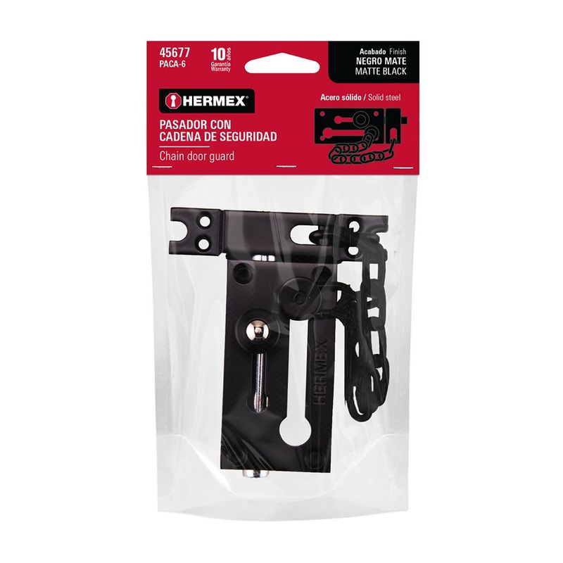 Pasador de Cadena Color Negro Mate para Puerta