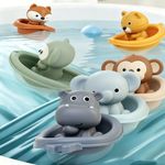 Set de Barcos Flotantes con Marionetas de Animalitos de la Selva para Bebé