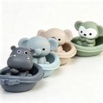 Set de Barcos Flotantes con Marionetas de Animalitos de la Selva para Bebé