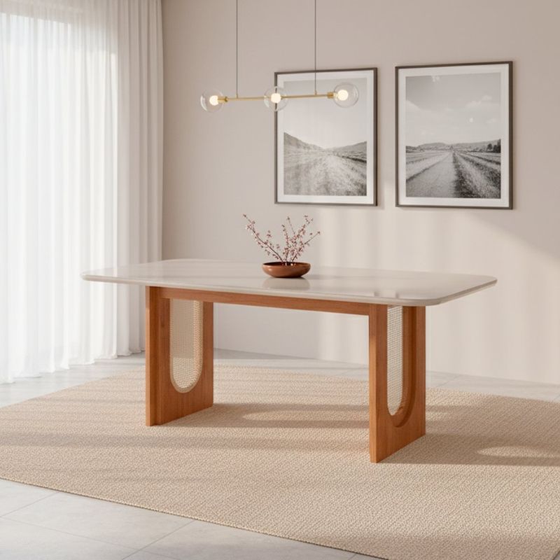 Mesa de Comedor Valentina 180 x 90 cm con Cubierta de Vidrio