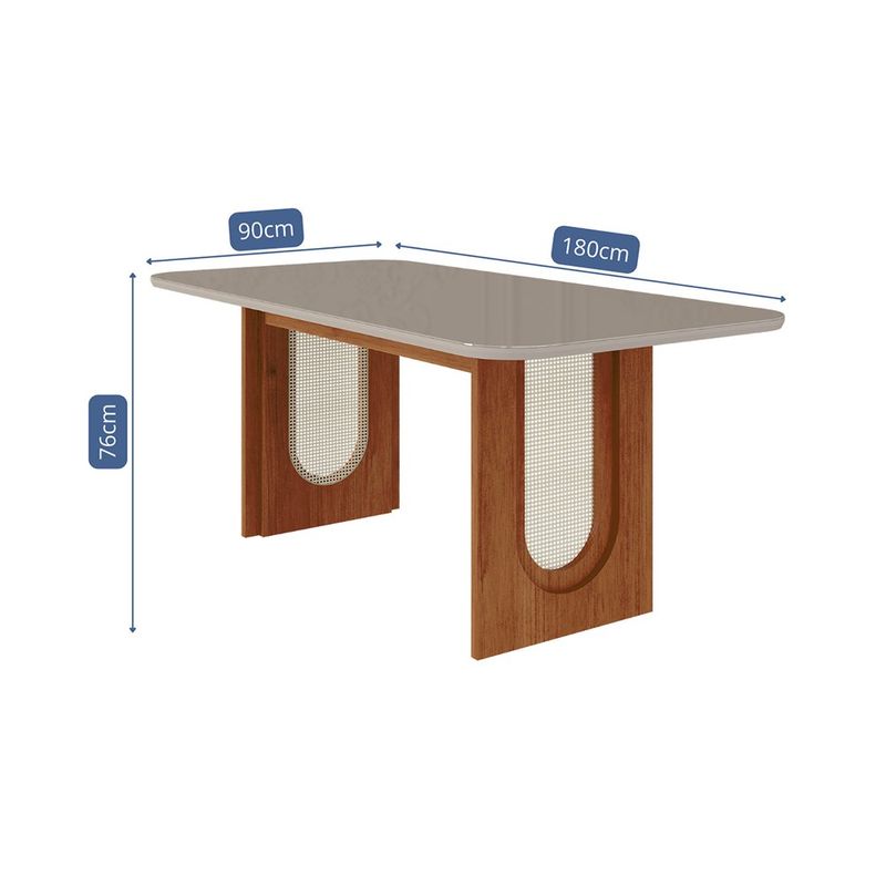 Mesa de Comedor Valentina 180 x 90 cm con Cubierta de Vidrio