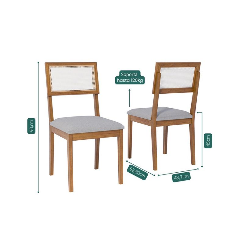 Set de 2 Sillas Palmas Color Gris