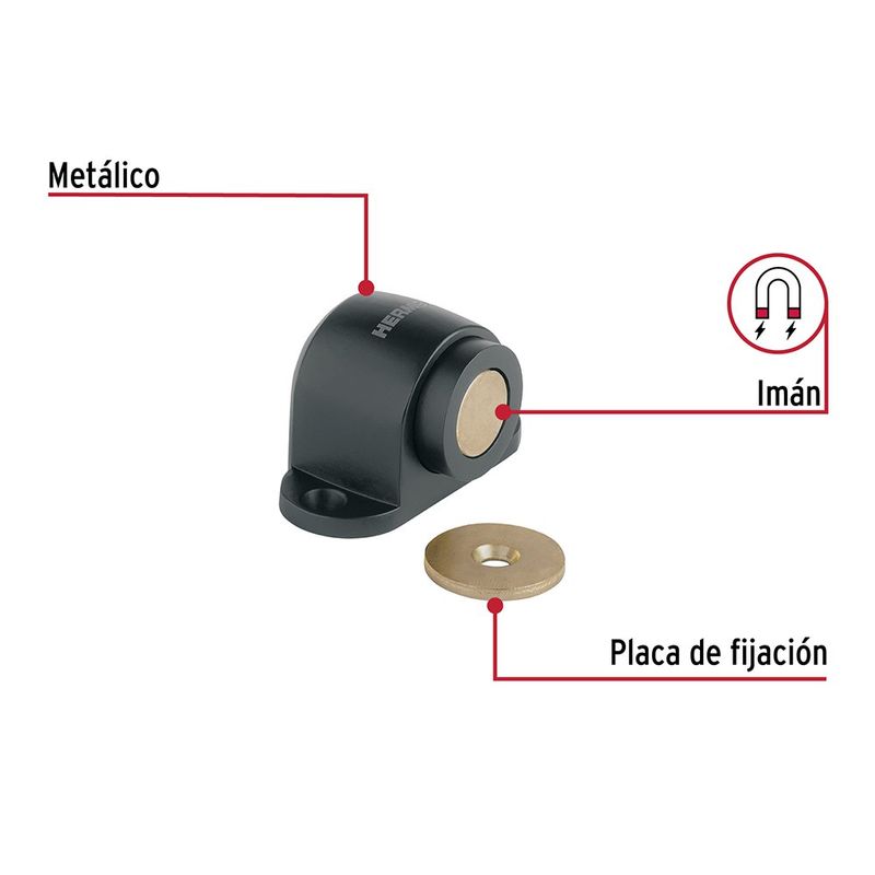 Tope Magnético para Puerta de 5 cm Color Negro