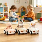 Set de Carritos con Animales Diseño Koala, Cerdito y Ovejita para Bebé 6 Piezas