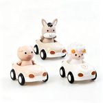 Set de Carritos con Animales Diseño Koala, Cerdito y Ovejita para Bebé 6 Piezas