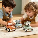Set de Carritos con Animales Diseño Elefante, Zorro y Mono para Bebé 6 Piezas