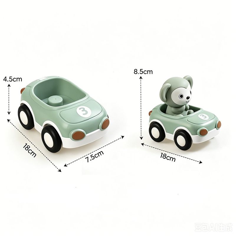 Set de Carritos con Animales Diseño Elefante, Zorro y Mono para Bebé 6 Piezas