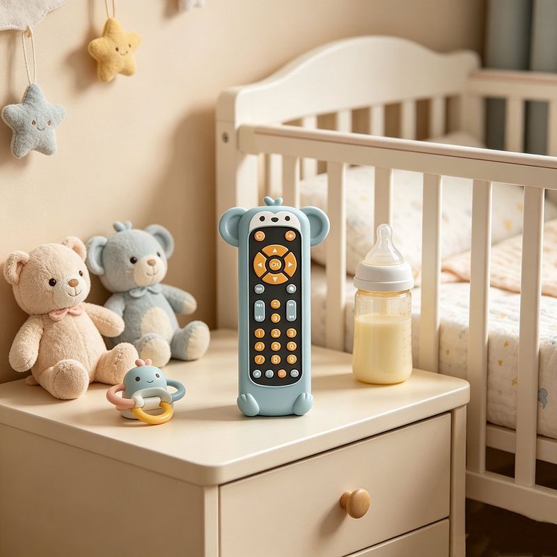 Control Remoto Didáctico Multilenguaje Infantil Diseño Mono Color Celeste