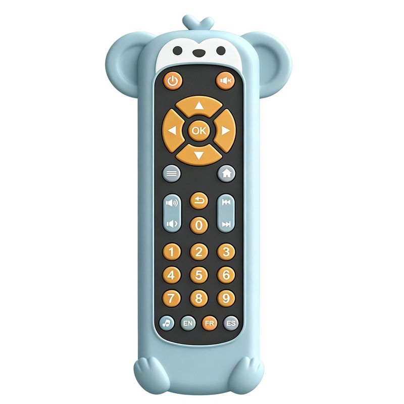Control Remoto Didáctico Multilenguaje Infantil Diseño Mono Color Celeste