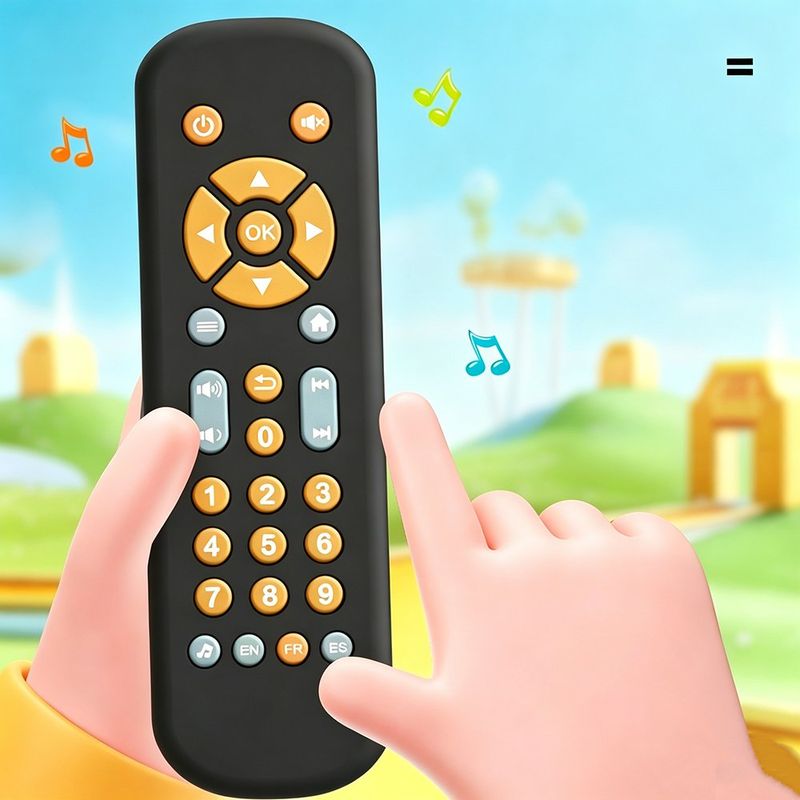 Control Remoto Didáctico Multilenguaje Infantil Diseño Mono Color Celeste