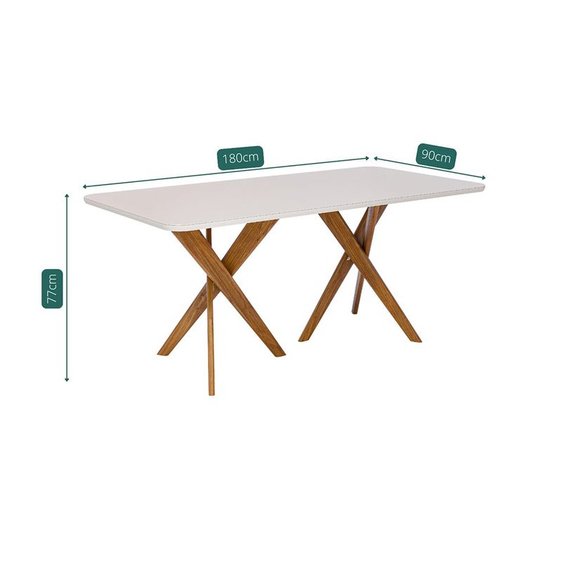Mesa de Comedor 180 x 90 cm con Cubierta de Vidrio