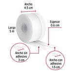 Cinta Adhesiva Guardapolvo Color Blanco 5 metros x 4.5 cm