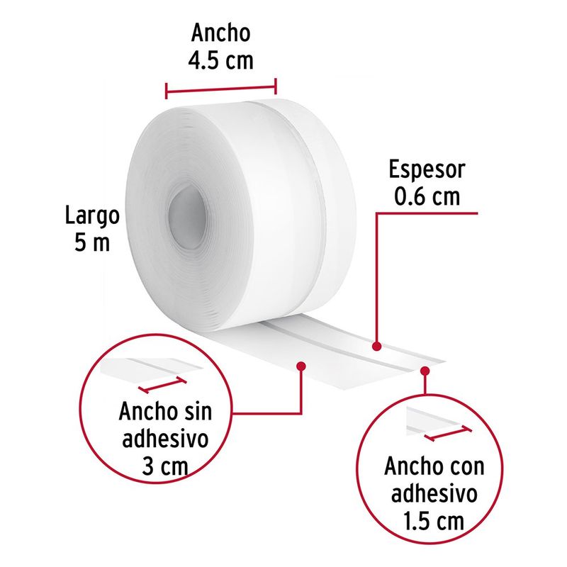 Cinta Adhesiva Guardapolvo Color Blanco 5 metros x 4.5 cm