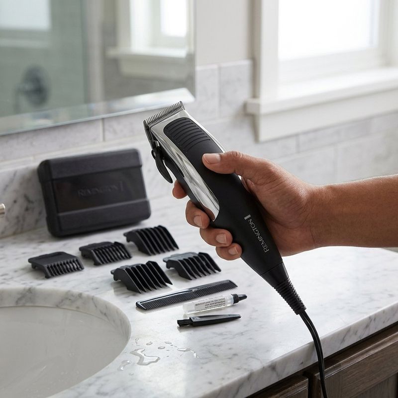 Cortadora de Cabello con Grooming Kit Plateada de 12 Piezas con Cable