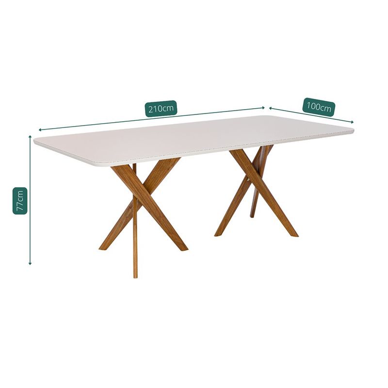 Mesa de Comedor Cacau 210 x 100 cm con Cubierta de Vidrio