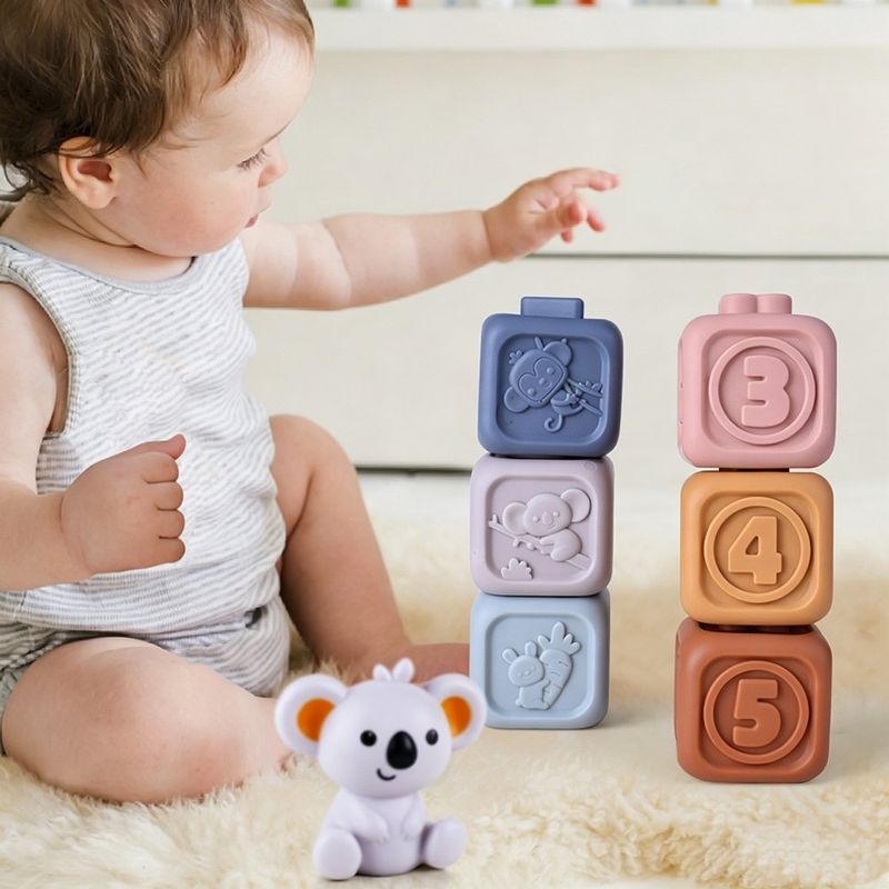 Bloques Apilables con Ventana para Bebé Diseño Koala Multicolor