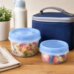 Set de 2 Contenedores Cilíndricos con Rosca de 1.5 y 2 Tazas Color Celeste