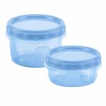 Set de 2 Contenedores Cilíndricos con Rosca de 1.5 y 2 Tazas Color Celeste