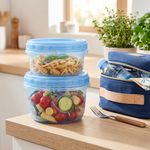 Set de 2 Contenedores Cilíndricos con Rosca de 1.5 y 2 Tazas Color Celeste