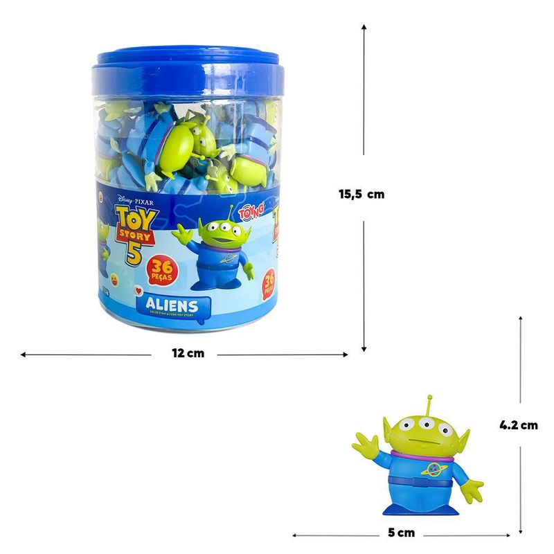 Cubeta con 36 Aliens de Toy Story Disney Pixar Coleccionables Coloe Verde y Azul