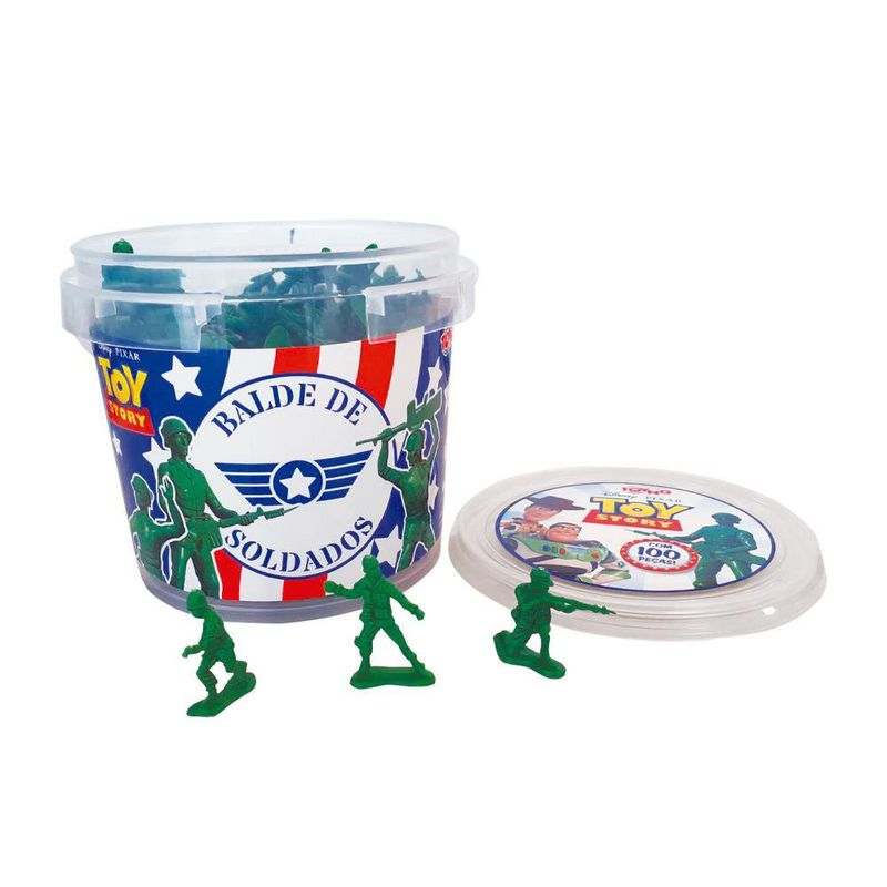 Balde con 100 Soldados de Plástico de Toy Story Disney Pixar Color Verde