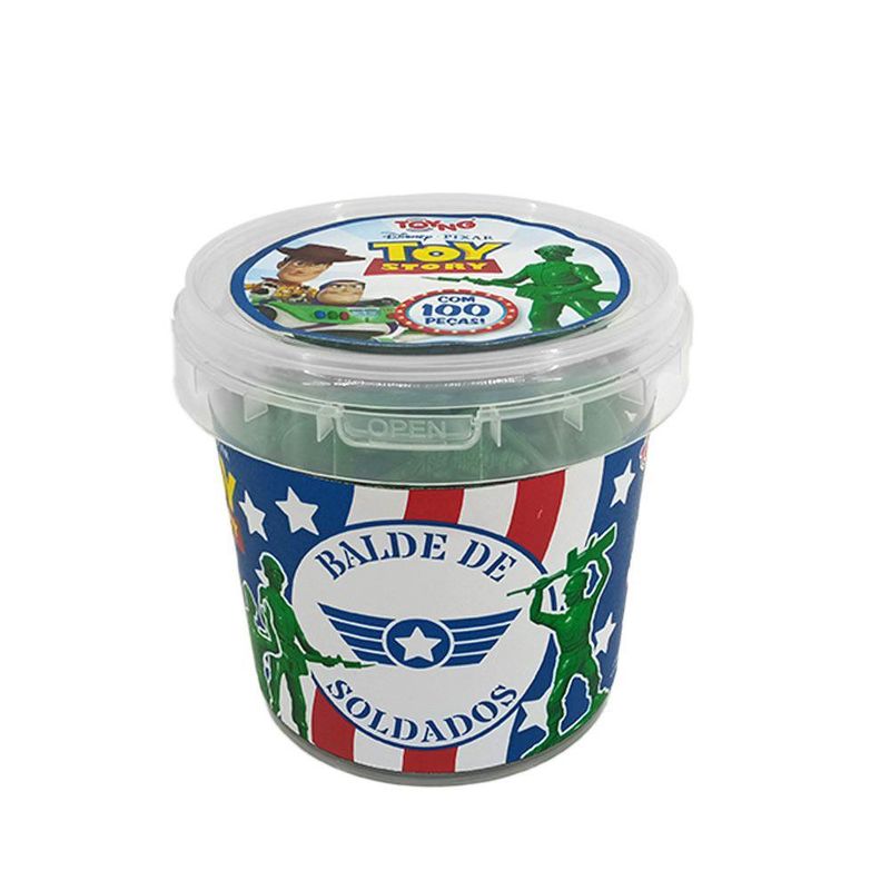 Balde con 100 Soldados de Plástico de Toy Story Disney Pixar Color Verde