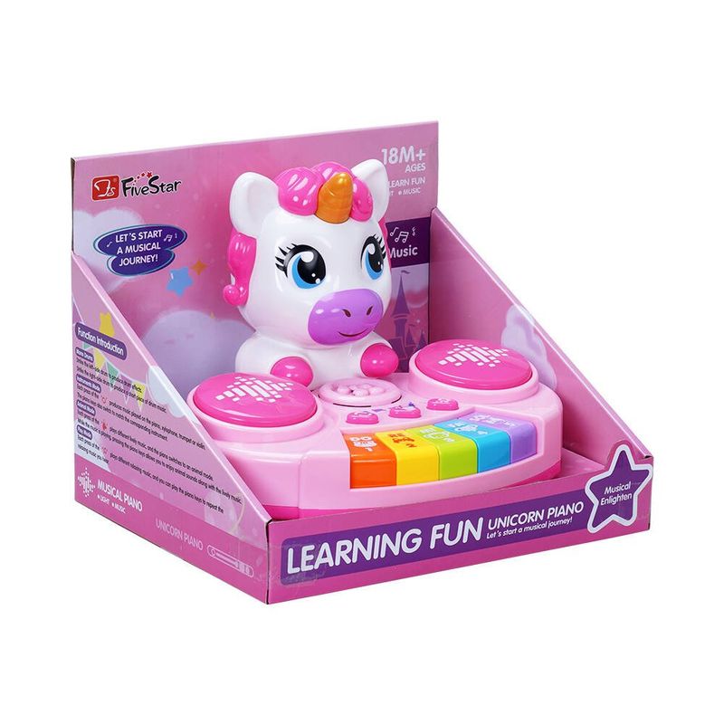 Piano Infantil Diseño Unicornio Learning Fun con Luz y Música Color Rosado