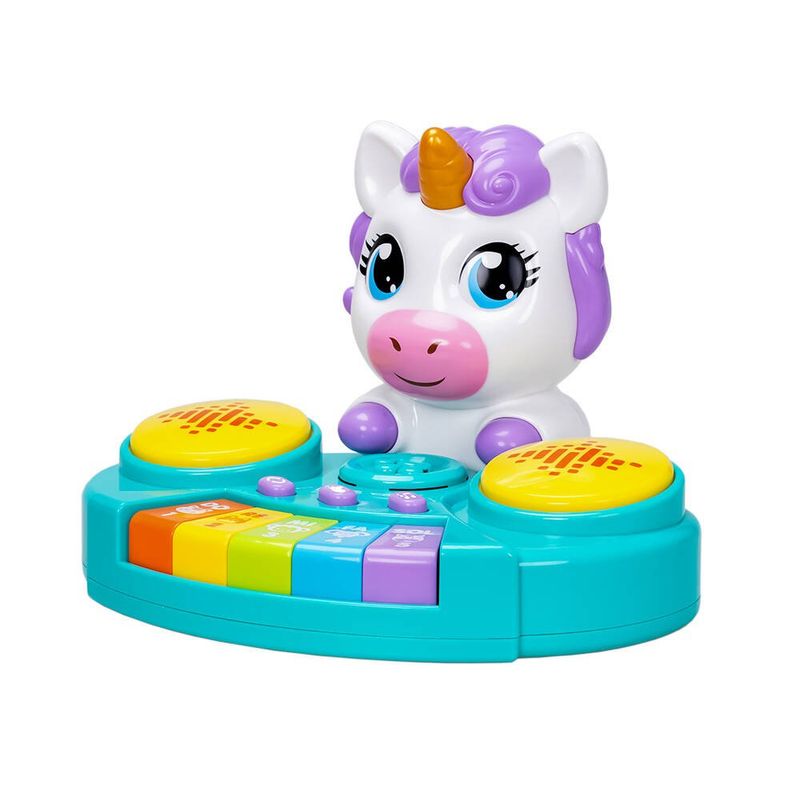 Piano Infantil Diseño Unicornio Learning Fun con Luz y Música Color Celeste