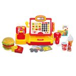 Set de Juego Restaurante de Hamburguesas con Caja Registradora Check-Out Color Rojo y Amarillo