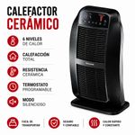 Calefactor Cerámico Digital de 1500 W con 6 Ajustes de Calor Color Negro