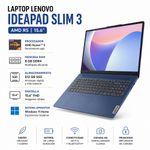 Laptop Lenovo IdeaPad Slim 3 Ryzen 5 16GB RAM 512GB SSD de 15.6 Plg Azul