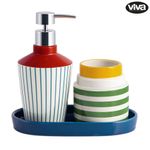 Set de Accesorios para Baño con Dispensador y Bandeja Multicolor