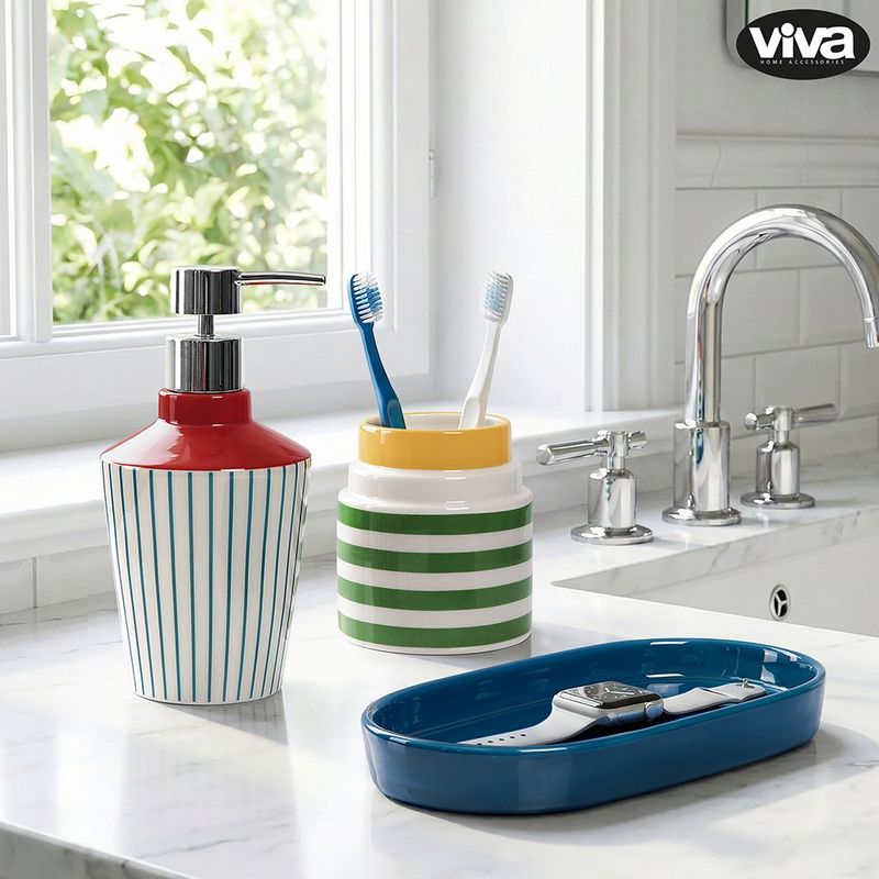Set de Accesorios para Baño con Dispensador y Bandeja Multicolor