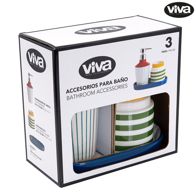 Set de Accesorios para Baño con Dispensador y Bandeja Multicolor
