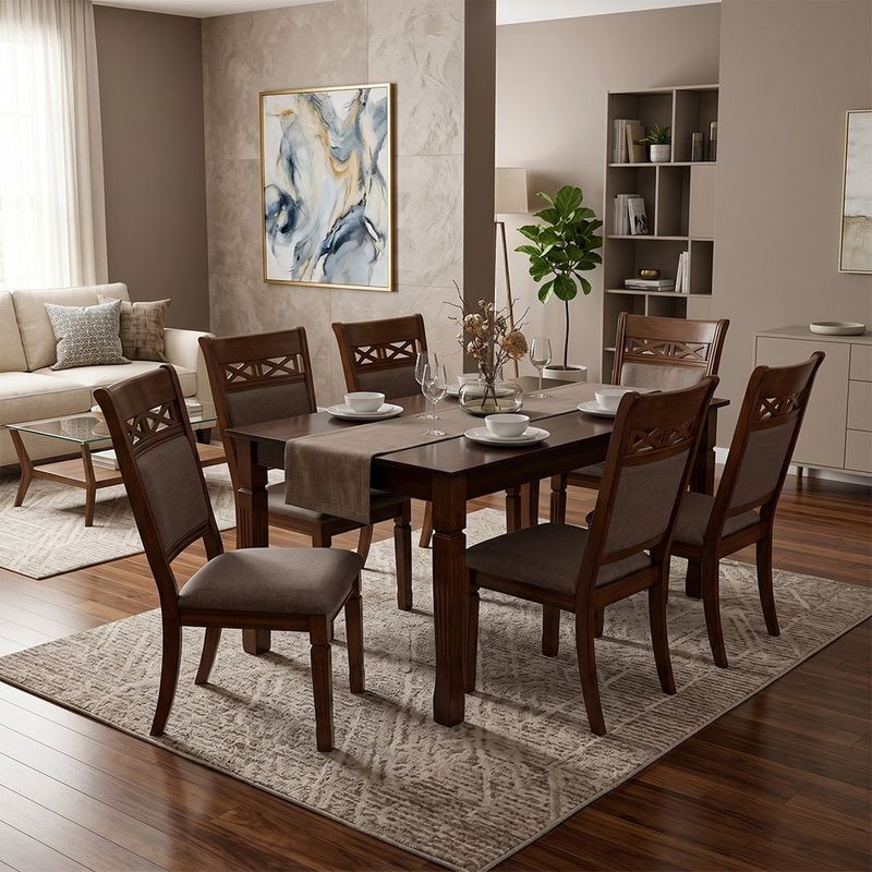 Comedor Zafiro de 6 Piezas con Mesa de 160 x 90 x 76.5 cm en Color Café