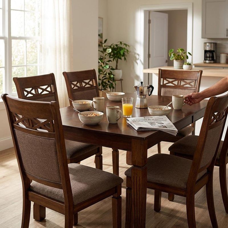 Comedor Zafiro de 6 Piezas con Mesa de 160 x 90 x 76.5 cm en Color Café