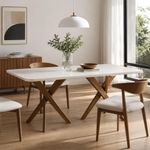 Mesa de Comedor 180 x 90 cm con Cubierta de Vidrio