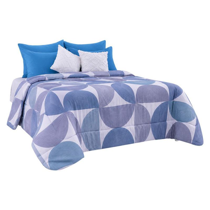 Set de Edredón 7 Piezas King Diseño Baus Color Azul