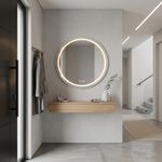 Espejo LED Redondo de 80 cm Decorativo Antiempañante con Luz Regulable para Pared