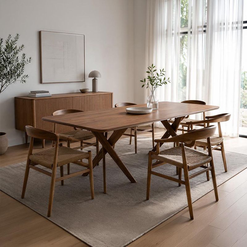 Mesa de Comedor Cacau 210 x 100 cm Acabado Madera Color Café