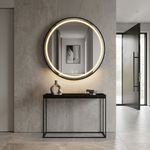 Espejo LED Redondo de 60 cm Decorativo Antiempañante con Luz Regulable para Pared
