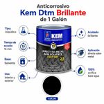 Anticorrosivo Kem Dtm Color Negro Brillante de 1 Galón