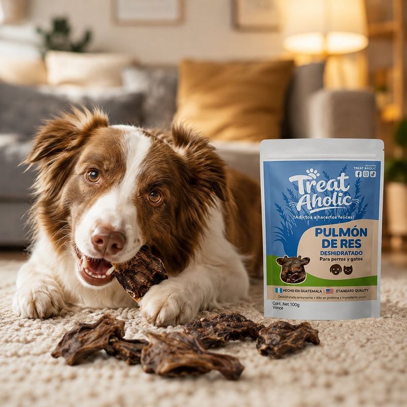 Snack de Pulmón de Res Deshidratado para Perros y Gatos