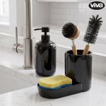 Organizador para Baño con Dispensador de Jabón y Portacepillos Color Negro