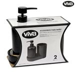 Organizador para Baño con Dispensador de Jabón y Portacepillos Color Negro