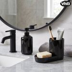 Organizador para Baño con Dispensador de Jabón y Portacepillos Color Negro