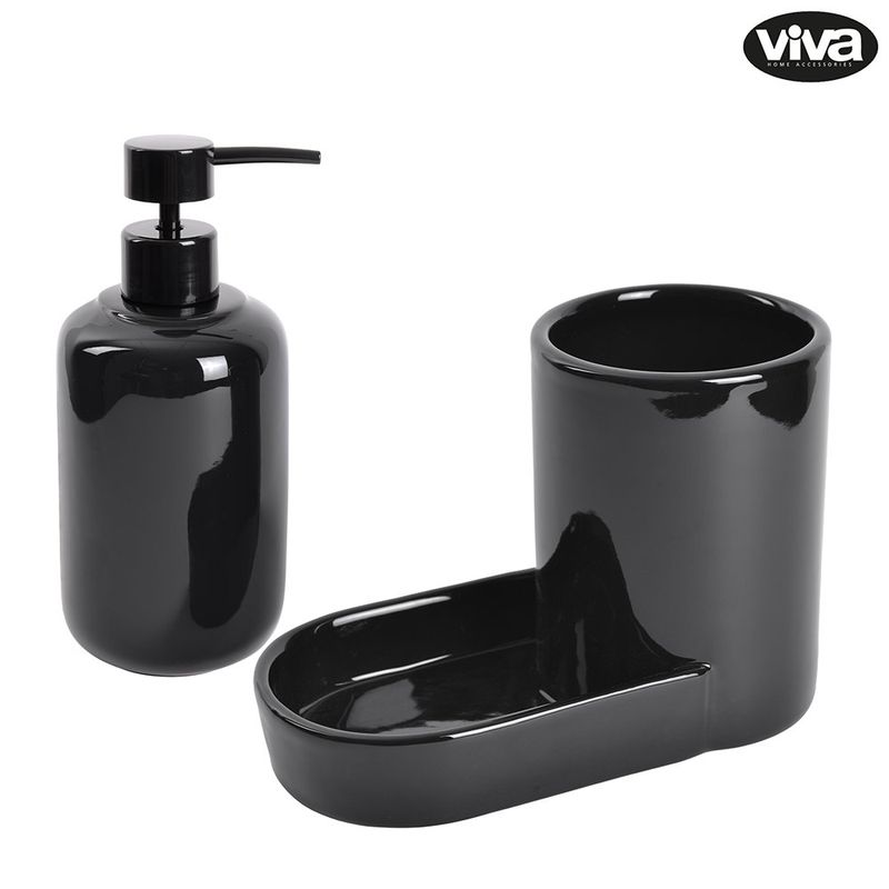 Organizador para Baño con Dispensador de Jabón y Portacepillos Color Negro